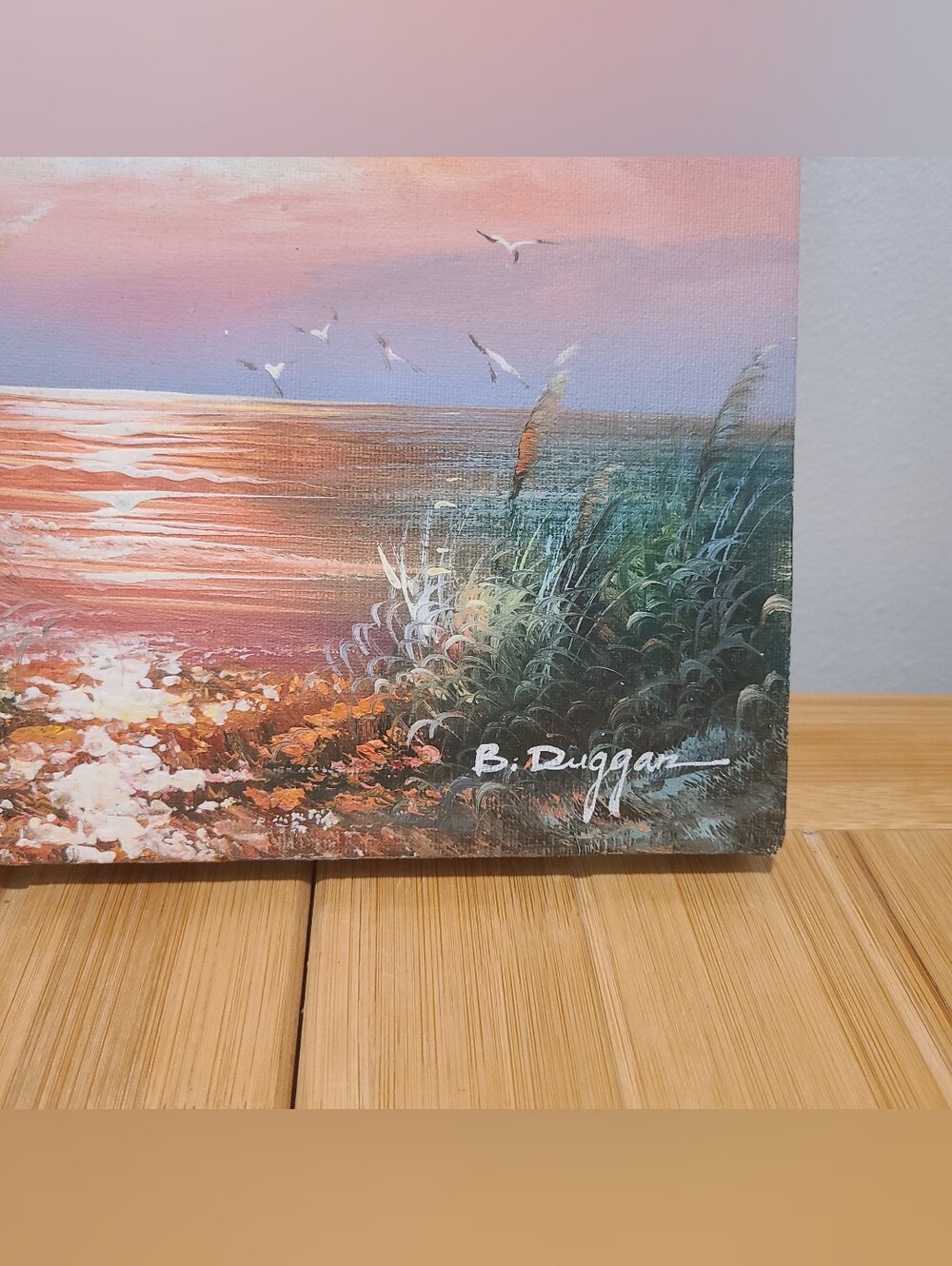 Vintage Lighthouse Sunset Canvas 1970s - Picture 2 of 3